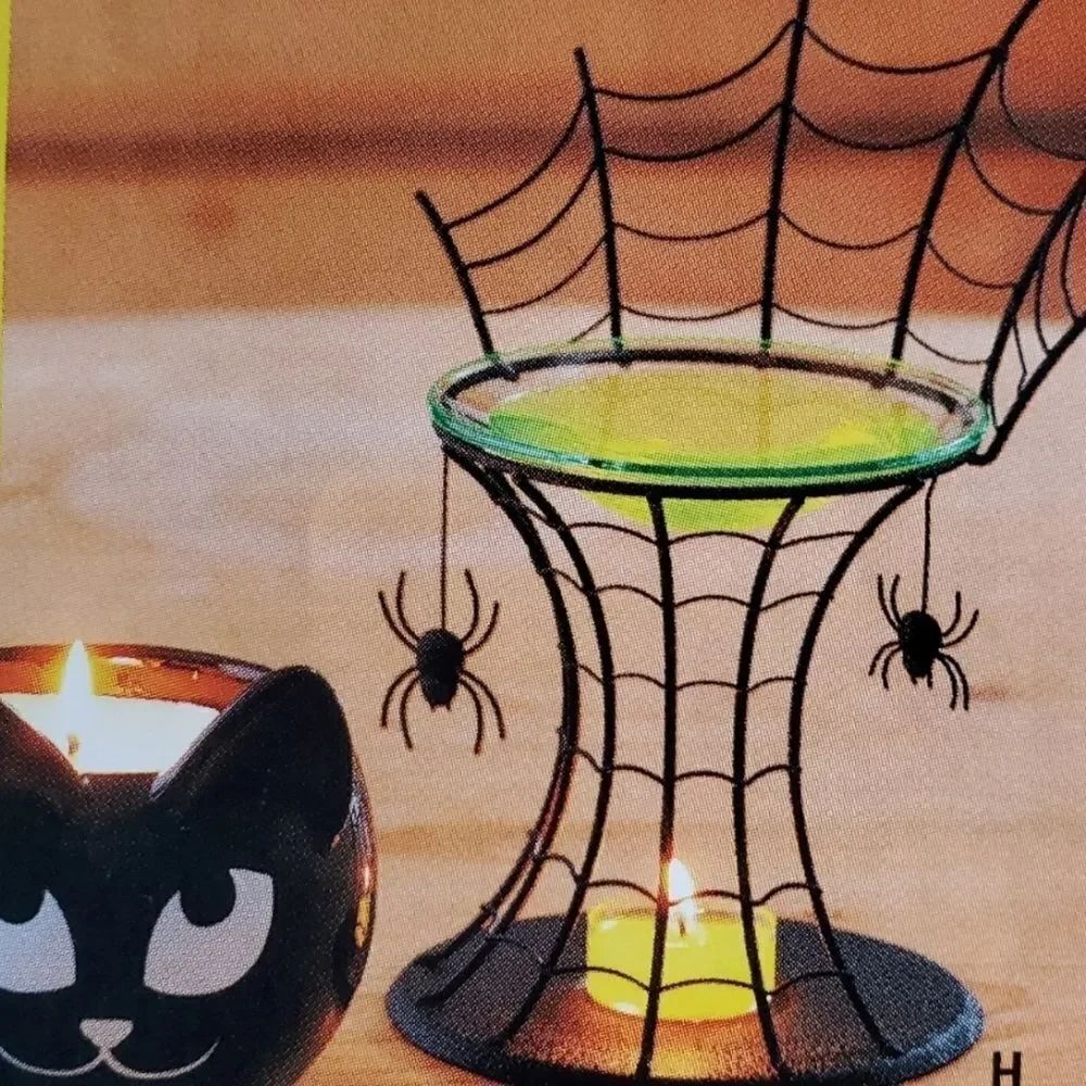 🩵PartyLite Black Spider Web Aroma Melt Warmer Base